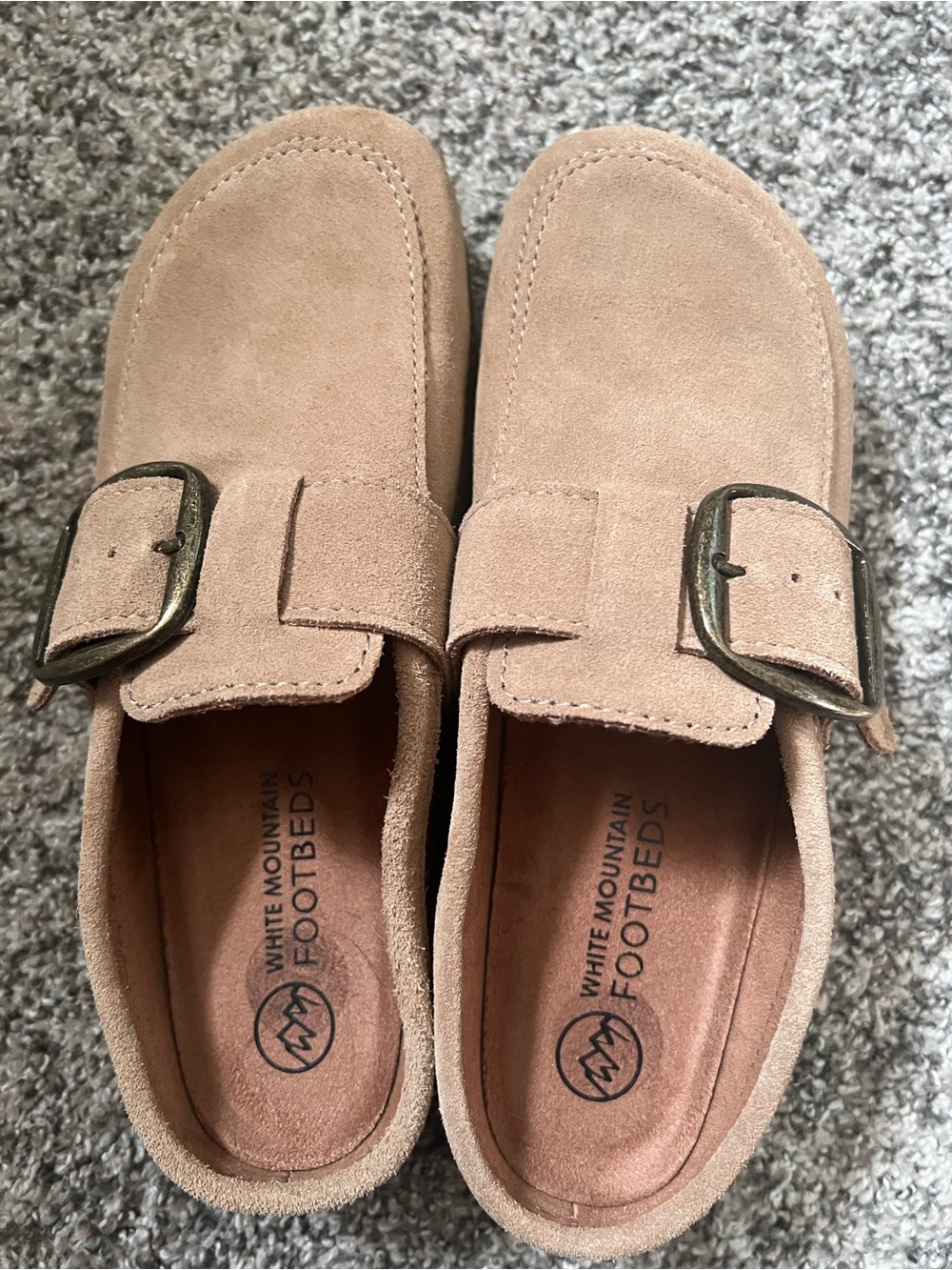 White Mountain Women’s Suede Buckle Slip-On Clog in Tan - Picture 3 of 4